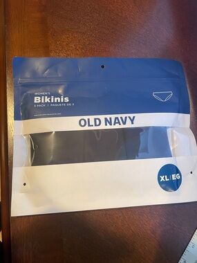 Old Navy Women's Bikini 3-Pack - Blue & White Packaging with Black Undergarments